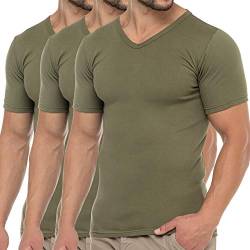 Celodoro Herren Business T-Shirt V-Neck (3er Pack) - Olive M von Celodoro