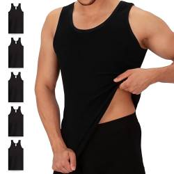 Celodoro Herren Feinripp Unterhemd (5er Pack) Tanktop Schwarz - XXL von Celodoro