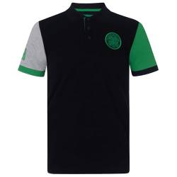 Celtic Glasgow Herren Polo-Shirt mit Wappen - Fußball - Schwarz mit Kontrastärmeln - L von Celtic F.C.