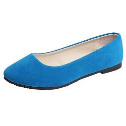 Damen Geschlossene Ballerinas Flache Loafer Einfarbig Slip-Ons Frauen Elegante Slipper Freizeitschuhe Bequeme Damenschuhe Schöner Schuh Celucke (Blau, 39 EU) von Celucke Damenschuhe