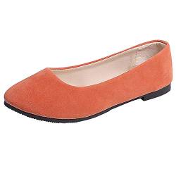 Damen Geschlossene Ballerinas Flache Loafer Einfarbig Slip-Ons Frauen Elegante Slipper Freizeitschuhe Bequeme Damenschuhe Schöner Schuh Celucke (Orange, 37 EU) von Celucke Damenschuhe