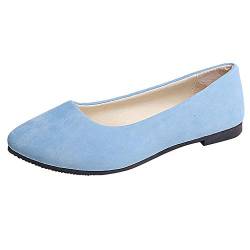 Damen Klassische Ballerinas Flache Mokassins Einfarbig Loafer Bequeme Slip-Ons Frauen Elegante Slipper Freizeitschuhe Damenschuhe Schöner Schuh Celucke (Blau, 37 EU) von Celucke Damenschuhe