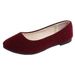 Damen Klassische Ballerinas Flache Mokassins Einfarbig Loafer Bequeme Slip-Ons Frauen Elegante Slipper Freizeitschuhe Damenschuhe Schöner Schuh Celucke (Rot, 38 EU) von Celucke Damenschuhe