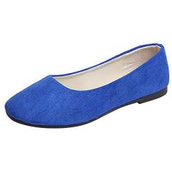 Damen Klassische Ballerinas Flache Mokassins Einfarbig Loafer Slip-Ons, Frauen Elegante Slipper Schöner Schuh Casual Damenschuhe Celucke (Blau, 41 EU) von Celucke Damenschuhe