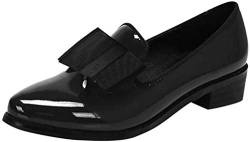 Damen Mokassins Spitz Loafer Flache Schuhe aus Lackleder mit Schleife, Frauen Geschlossene Ballerinas Elegante Slipper Bequeme Damenschuhe Casual Slip-Ons Celucke (Schwarz, 39 EU) von Celucke Damenschuhe