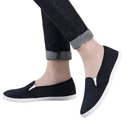 Damen Slip-On Sneaker Weich Flache Mokassins im Schlichter Optik, Frauen Low Top Slipper Bequeme Halbschuhe Leicht Atmungsaktive Freizeit Schuhe Celucke (Schwarz, 39 EU) von Celucke Damenschuhe