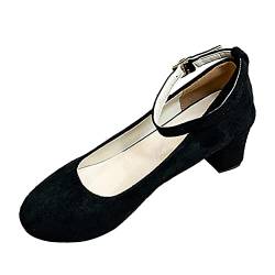 Celucke Damen Pumps Sandale Spangenpumps mit Verstellbarem Schnallenverschluss Spitze Zehe Schuhe mit Blockabsatz Damenschuhe Sommerschuhe von Celucke Sandalette