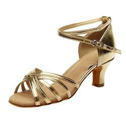 Celucke Sandalette Damen Tanzschuhe Standard & Latein Salsa Tango Schuhe Party Hochzeit Weiche Sohle Sandalen 38, Gold von Celucke Sandalette
