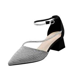 Celucke Sandalette Pumps Brautschuhe Damen mit Absatz Geschlossen Damenschuhe Sommerschuhe Freizeitschuhe High Heels Schuhe, A Silber, 40 EU von Celucke Sandalette