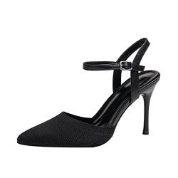 Celucke Spangenpumps Damen Slingback Pumps High Heels Sexy Spitz Sandalen Kitten Absatz Pointed Toe Slingpumps Damenschuhe Hochzeit Schuhe Schwarz,36EU von Celucke Sandalette