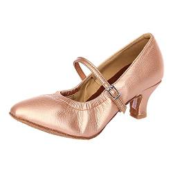 Jazzschuhe Damen Standard Tanzschuhe Flamenco Pumps Prinzessinnen Dance Schuhe Trainingsschuhe Mittelhohe Weiche Sohle für Latein Salsa Tango Celucke (Gold, 38 EU) von Celucke Sandalette