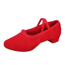 Tanzschuhe Damen Standard Trainingsschuh Mittelhohe Party Latein Salsa Tango Prinzessinnen Dance Schuhe Celucke (Rot, 37 EU) von Celucke Sandalette