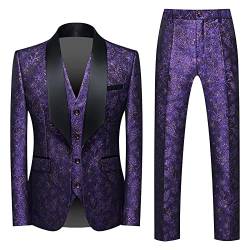 Celucke Anzug Herren Anzug Slim Fit 3 Teilig Herrenanzug 3-Teilig Anzüge Herren Modern Sakko für Business Hochzeit von Celucke