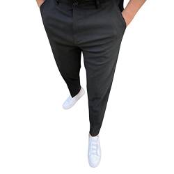 Celucke Anzughose Herren Karierte Anzug Bleistifthose Businesshose Stretch Slim Fit Soft Shell Hose Freizeithose Lange Chino Hose Stoffhose Reißverschluss Hosen(Schwarz,3XL) von Celucke