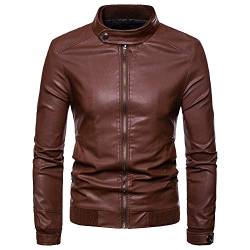 Celucke Biker Jacke Herren Lederjack mit Hochgeschlossenes,Männer Winterjacke Herbst Winter Mode Slim Fit von Celucke