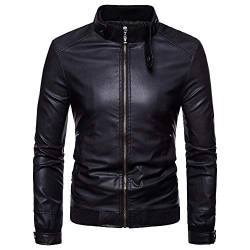 Celucke Biker Jacke Herren Lederjack mit Hochgeschlossenes,Männer Winterjacke Herbst Winter Mode Slim Fit von Celucke