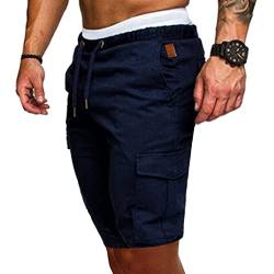 Celucke Cargo Jogger Hosen Herren Sweat Short Elastischer Bund Chinos Cargoshorts Männer Kurz Hose Sommer Bermuda Sweatpant Strand Urlaub Bequeme Atmungsaktives von Celucke