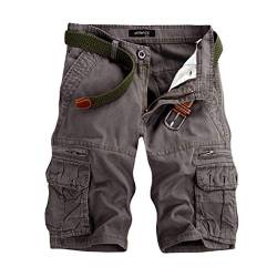 Celucke Cargo Shorts Männer Camouflage Sweatpant Elastischer Bund Kordelzug, Sommer Cargoshorts Herren Chino Jogger Kurz Hose Bermuda Strand Urlaub Atmungsaktives Bequeme (Grau, W31) von Celucke