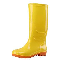 Celucke Damen Gummistiefel Langschaft Rutschfeste Regenstiefel PVC Stiefel Wasserschuhe Überschuhe Regenschuhe Wasserdichte Stiefel Rain Boots von Celucke