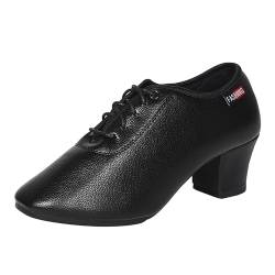 Celucke Damen Jazz-Schuhe Mädchen Jazz Modern PU-Leder Weiche Sohle Moderne Jazz Tanzen Schuhe Einfarbige Schnürschuhe Ballsaal Lateinamerikanische Tanzschuhe von Celucke