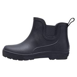 Celucke Damen Kurze Gummistiefel Rutschfeste PVC Regenstiefel Wasserdicht Kurz Booties Reitstiefel Stiefel Stiefeletten Mode Gartenschuhe Schnee Schlupfstiefel von Celucke