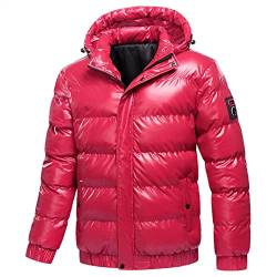 Celucke Daunenjacke Herren Glänzend Winterjacke Dicke Übergangsjacke mit Kapuze Lange Ärmel Mode Warm Outdoor Winddicht Funktionsjacke Daunenmantel Jacke von Celucke