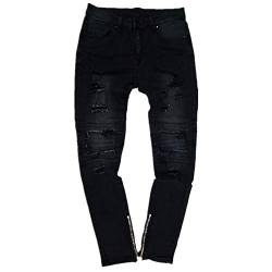 Celucke Enge Jeans Herren mit Reißverschlusssaum in Schwarz,Männer Jeanshosen Skinny Stretch Herbst Winter Hosen von Celucke