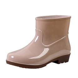 Celucke Gummistiefel Damen Gefüttert Kurze Regenstiefel Wasserdicht Winterstiefel Warme Regenschuhe Schlupfstiefel Rain Boots von Celucke