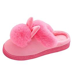 Celucke Hausschuhe Damen Winter Pantoffeln Warme Plüsch Hasenohren Hüttenschuhe Baumwollpantoffeln Indoor Freizeitschuhe Rutschfeste Bequem Slippers Schuhe von Celucke