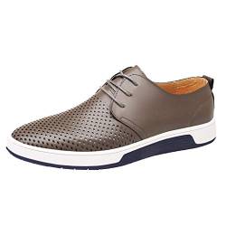 Celucke Herren Anzugschuhe Oxford, Lederschuhe Derby Schuhe Business Casual Budapester Schnürschuhe Schwarz Navy Braun EU40-48 von Celucke