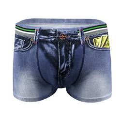 Celucke Herren Briefs Heißer Nylon-Stretch-Denim 3D-Druck Männer Gezeiten männlichen Boxershorts von Celucke