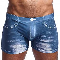 Celucke Herren Briefs Heißer Nylon-Stretch-Denim 3D-Druck Männer Gezeiten männlichen Boxershorts von Celucke