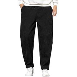 Celucke Herren Cord Hose Regular Fit Cordhosen Cordhose Lose Gerade Pants Freizeithose Mode Große Größen mit Kordelzug Hosen von Celucke