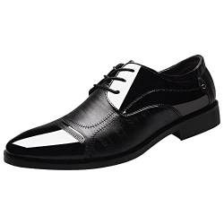 Celucke Herren Derby Schnürhalbschuhe Anzugschuhe Oxford Schuhe, Business Lederschuhe Smoking Lackleder Hochzeit Derby Leder Brogue von Celucke