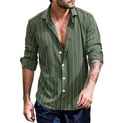 Celucke Herren Hemden Langarm Hemd Sommer Streifen Langarmhemd Freizeithemden Reverskragen Sommerhemd mit Tasten Casual Loose Shirt Strandhemden Strand von Celucke