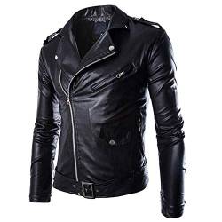 Celucke Herren Lederjacke Brando Jacke Slim Fit,Männer Bikerjacke Winterjacke Mode Cool Motorrad Chopper schwarz von Celucke