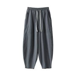 Celucke Herren Leinenhose Stoffhose Sommer Freizeithose Leicht Strandhosen Männer Haremshose Baggy Jogginghose Islamische Kleidung Arabische Kleidung von Celucke