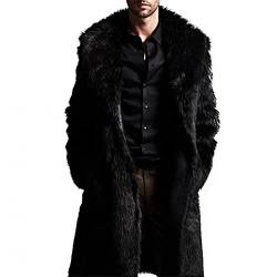 Celucke Herren Pelzmantel Winterjacke Lang Kunstpelz Mantel Reverskragen Plüsch Strickjacke Warme Felljacke Pelz Jacke Faux Fur Pelzjacke Fellmantel Wolljacken von Celucke