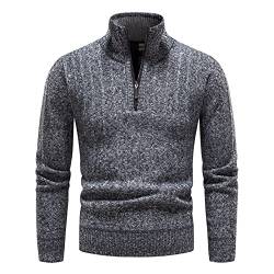 Celucke Herren Rollkragen Pullover Rollkragenpulli Warme Feinstrick Sweater Strickpullover Freizeit Slim fit Basic Männer Pulli(Dunkelgrau,XXL) von Celucke