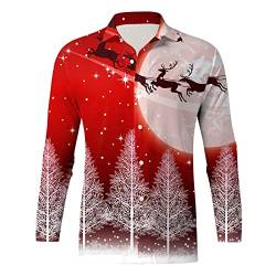 Celucke Herren Weihnachtshemd 3D Druck Lustige Christmas Shirt Weihnachten Langärm Slim Fit Lustige Hemden Männer Weihnachten Funky Hemd Freizeithemd von Celucke