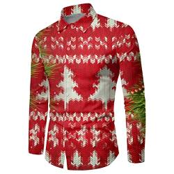 Celucke Herren Weihnachtshemd 3D Druck Lustige Christmas Shirt Weihnachten Langärm Slim Fit Lustige Hemden Männer Weihnachten Funky Hemd Freizeithemd von Celucke