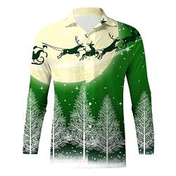 Celucke Herren Weihnachtshemd 3D Druck Lustige Christmas Shirt Weihnachten Langärm Slim Fit Lustige Hemden Männer Weihnachten Funky Hemd Freizeithemd von Celucke