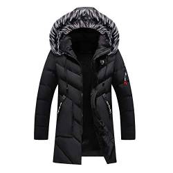 Celucke Herren Winterjacke Warme Wattierte Jacke mit Kapuze aus Kunstfell,Winter Steppjacke Dicke Daunenjacke Mode Kapuzenjacke von Celucke