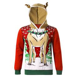 Celucke Hoodie Herren Weihnachtspullover mit Rentier Stil, Männer Weihnachten Kapuzenpullover Langarm Pullover mit Kapuze von Celucke