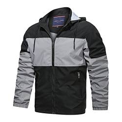 Celucke Jacke Herren Patchwork Übergangsjacke Bomberjacke Kapuzenjacke Hardshelljacke Ultraleichte Outdoor Regenjacke Winterjacke Casual Kapuze Freizeitjacke Jacken von Celucke