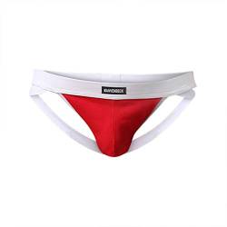 Celucke Jockstrap Herren Tangas Sport Slips, Hipster Unterwäsche Männer Slip Stretch Reizunterwäsche Mann Schlüpfer Bequeme Reizwäsche Dessous (Rot, XL) von Celucke