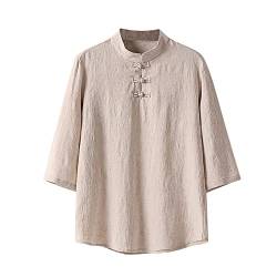 Celucke Leinenhemd Herren Hemd Buissnes Freizeithemd Casual Leinen Bluse Kurzarm Shirts Regular Fit Western Hemden Baumwolle Kurzarmhemd(Beige,7XL) von Celucke