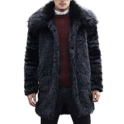 Celucke Mantel Herren Kunstfell Jacke Winter Pelzkragen,Männer Pelzmantel Felljacke Kunstpelz Lange Jacke Faux Fur von Celucke