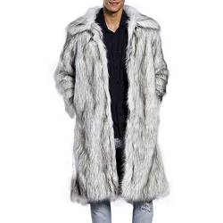 Celucke Pelzmantel Lang Kunst Felljacke Herren 5 Farbe Wind Coat,Männer Winterjacke Mantel Kunstpelz Jacke Faux Fur von Celucke