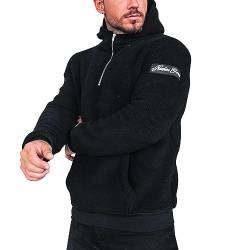 Celucke Pullover Herren Hoodie Kapuzenpullover Plüsch Hoodie Sweatshirt Teddy-Fleece Pullover mit Taschen Teddy-Fell Kapuzen Pullover Sweatshirt Hoodie mit Kapuze Fleece Jacke von Celucke